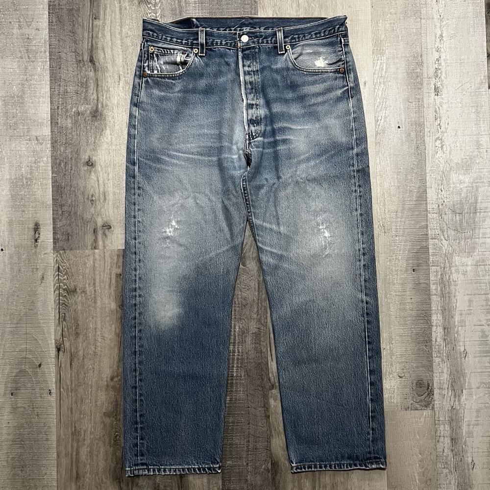 VTG Levis 501xx Shrink To Fit Faded 90s USA Blue Denim Mens Jeans Fit 36x27
